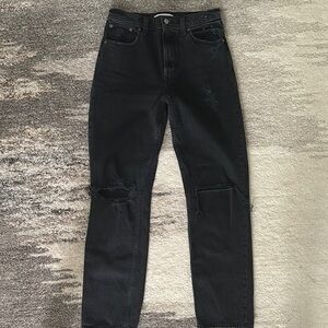 Abercrombie & Fitch Black High Rise Distressed Jeans